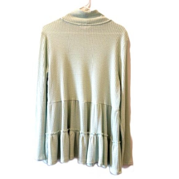 LC Lauren Conrad Sage Green Mock Turtleneck Tunic with Ruffled Hem - Picture 2 of 5